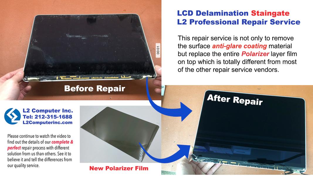 MacBook Pro 13" A1425 A1502 Retina Staingate LCD Screen Delamination Anti Glare Coating Polarizer Replacement Service